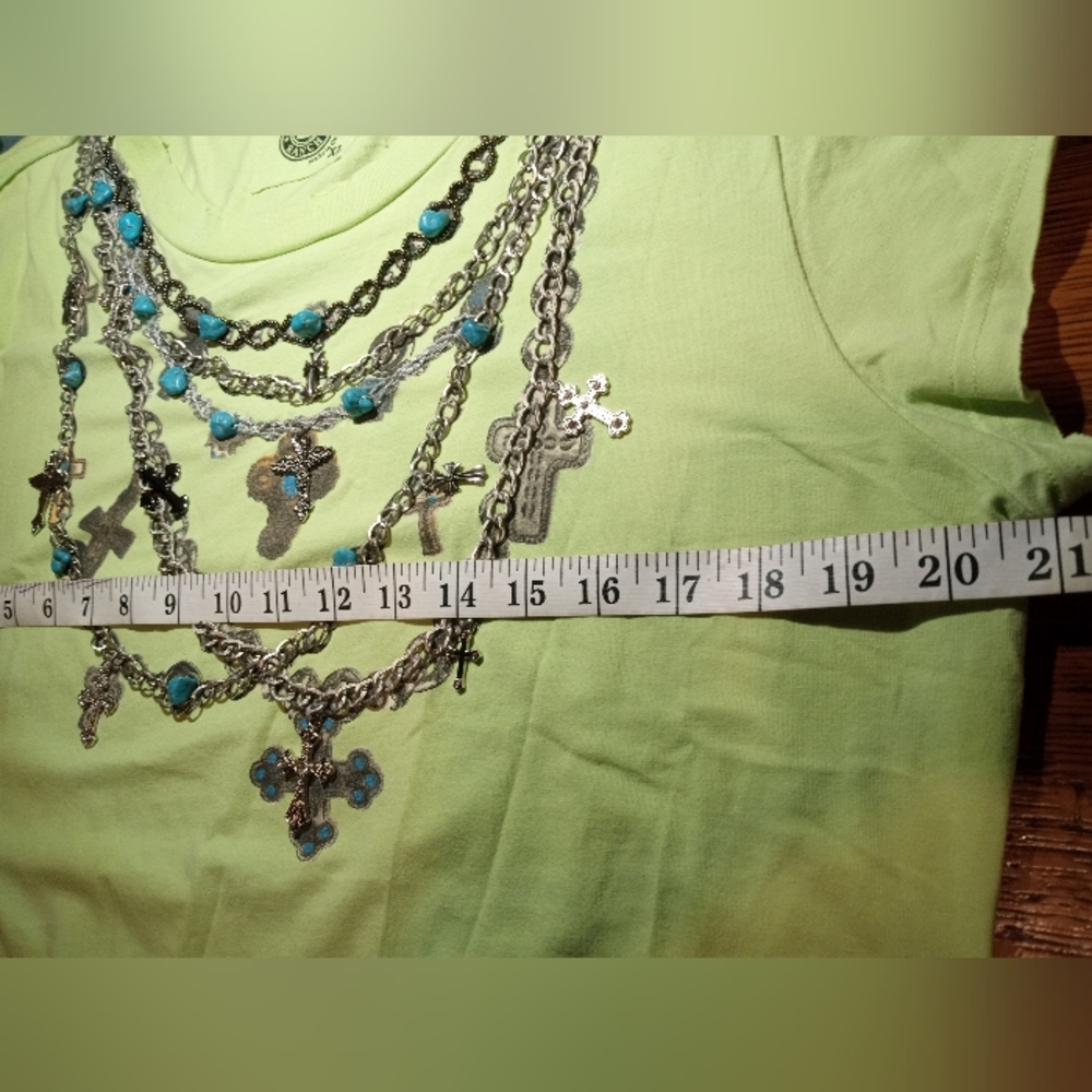 Double D Ranch Lime Green Short Sleeve Top with Chain Accents - Picture 5 of 5